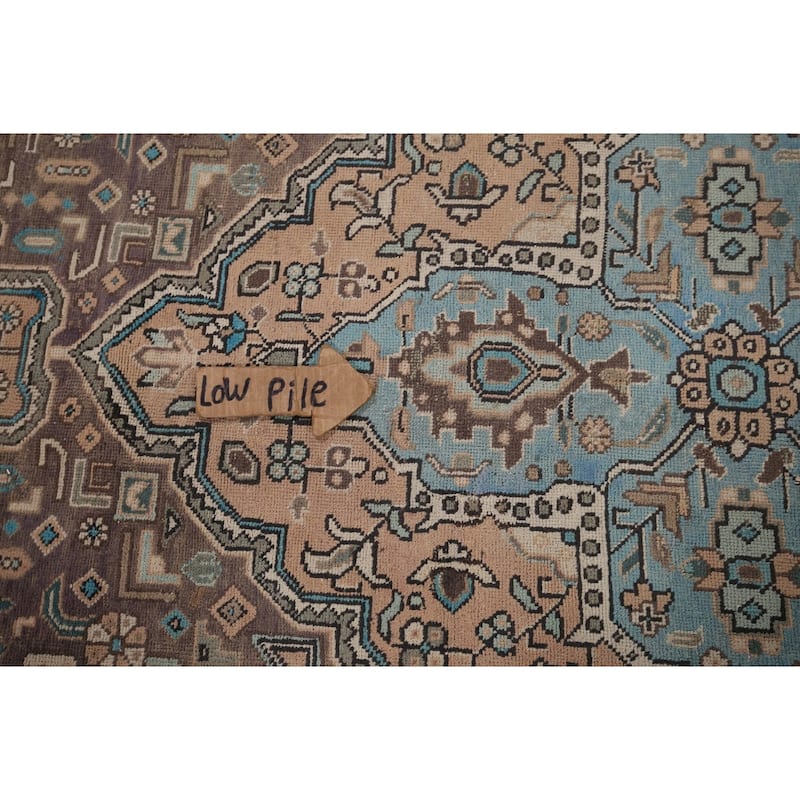 Brown Distressed Tabriz Vintage Persian Area Rug Handmade Wool Carpet - 8'3" x 11'4"