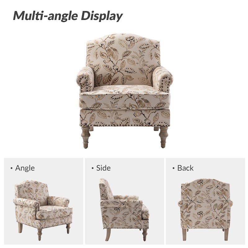 Yahweh Farmhouse Nailhead Armchair with Rolled Arms by HULALA HOME(Set of 2)