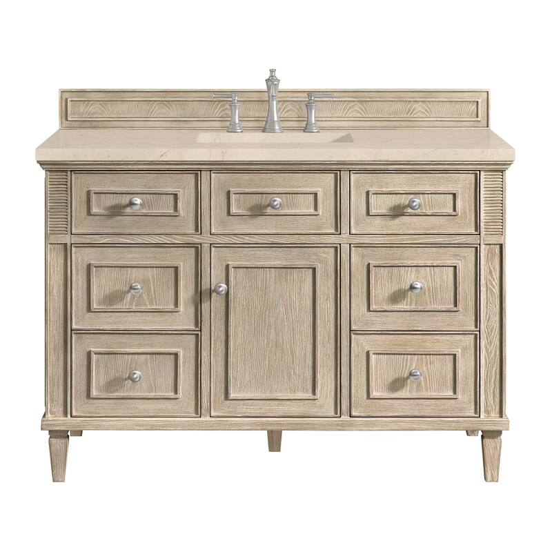 James Martin Vanities 424-V48-3EMR Lorelai 48" Single Basin Wood - Whitewashed Oak - Oak Finish