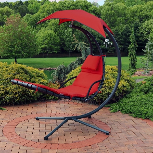 Shop Sunnydaze Red Floating Chaise Lounge Swing Chair And