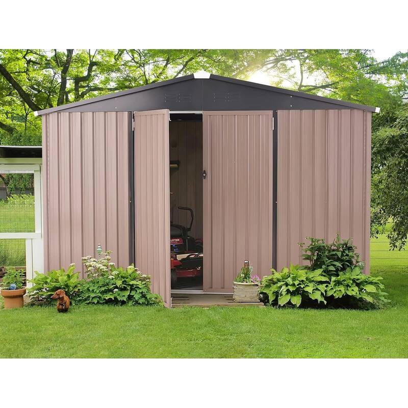AECOJOY Outdoor Metal Storage Shed with Lockable Door