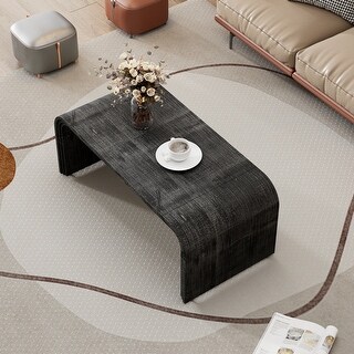 Black Living Room Minimalist Coffee Table with Curved Deco Design ...