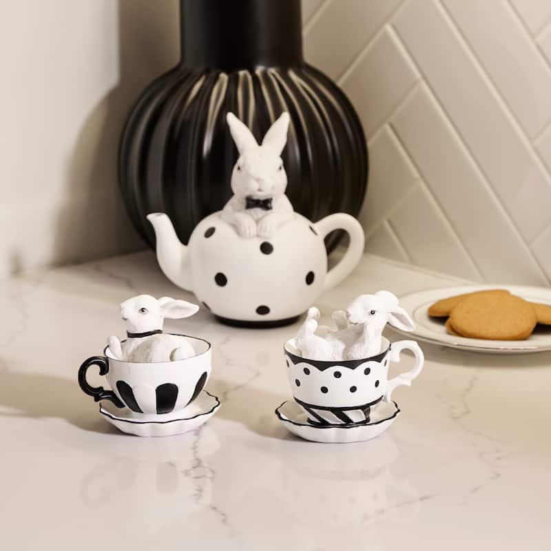 3.5" Resin Bunny Teacup Set of 2