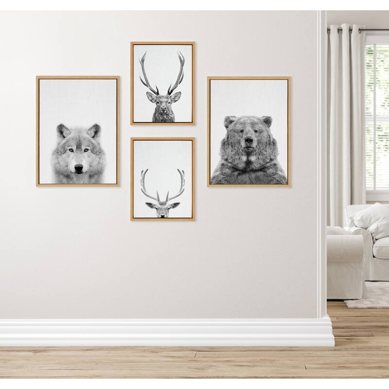 Kate and Laurel Sylvie Deer and Bear Canvas Art Set by Simon Te