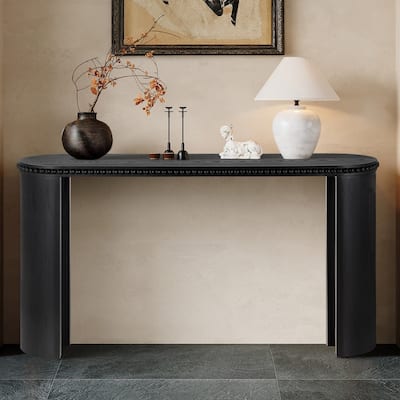 Vintage 59.84" Wooden Console Table with Reversible Curved Legs for Entryway Accent Decor