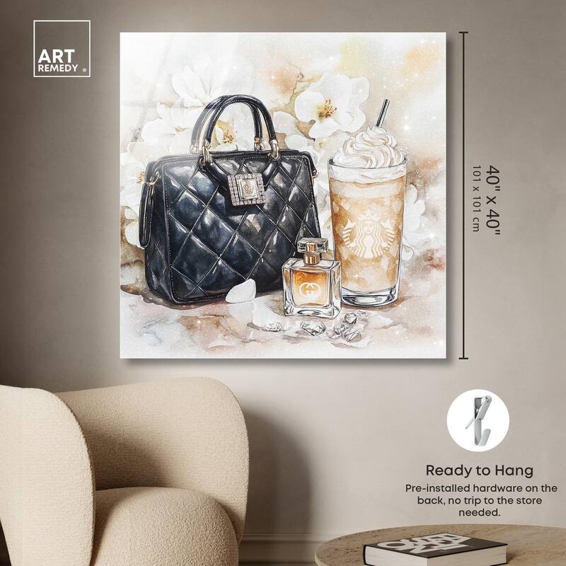 Trinkets and White Floral Acrylic by Art Remedy, Ready to Hang