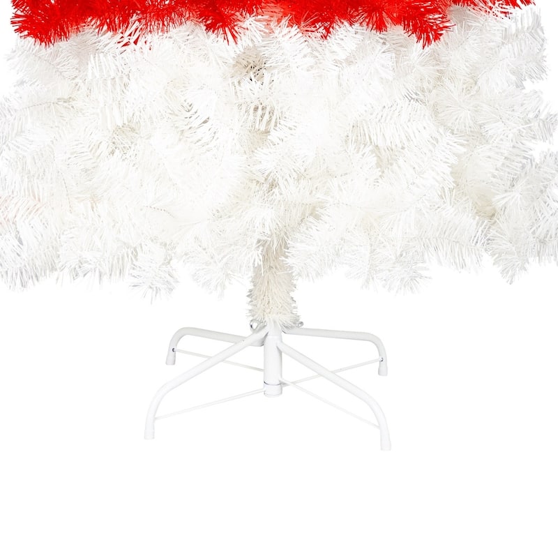 6FT Santa's Hat Shape Artificial Hinged Curved Xmax Christmas Tree with LED Light