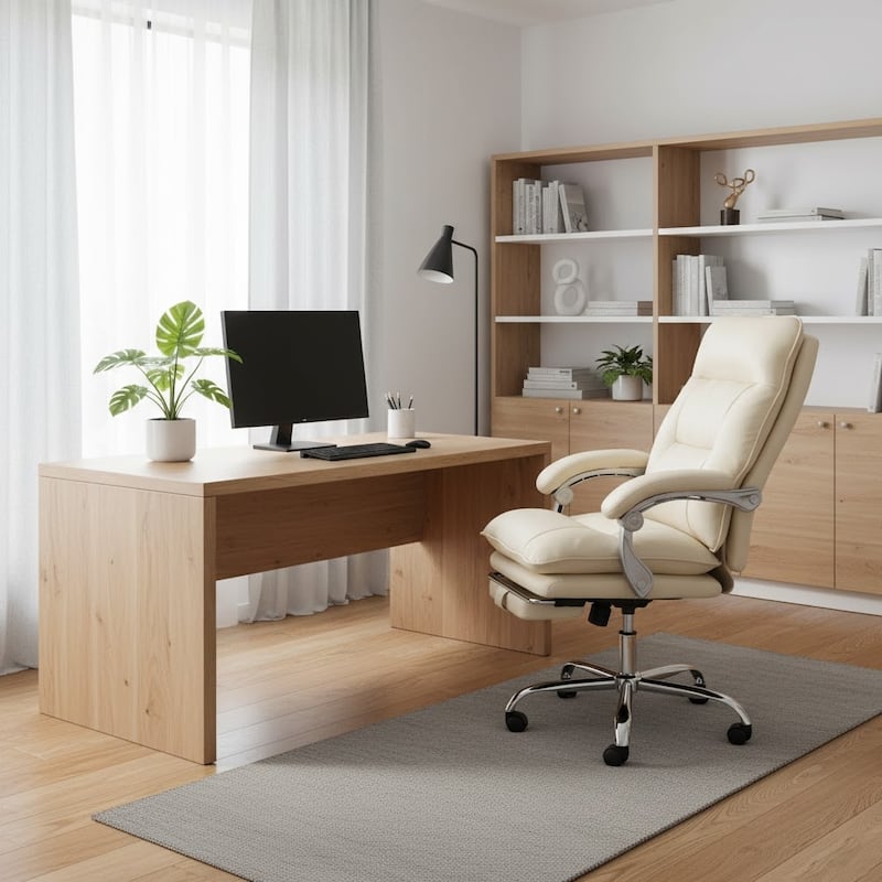 Reclining Executive Office Chair with Footrest