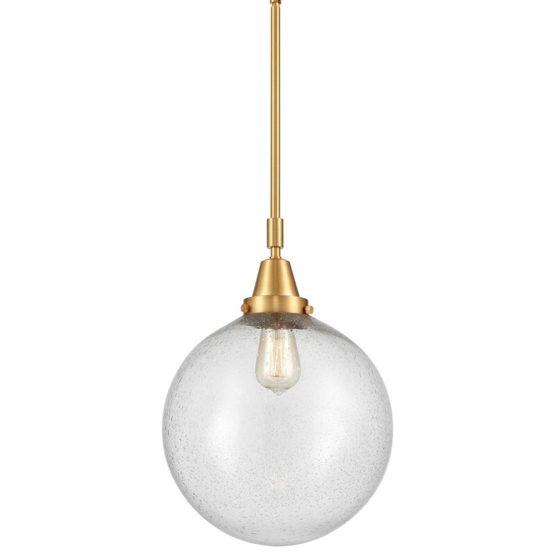 Innovations Lighting 447-1S-16-12 Beacon Pendant Beacon 12" Wide - Satin Gold / Seedy