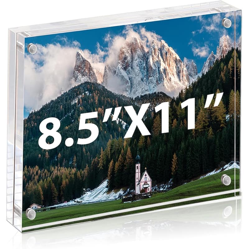 BP4U™ Magnetic Acrylic Picture Frame, Double-Sided Tabletop Picture Frame Freestanding for Desktop Display(1-Pack) - 8.5"x11"