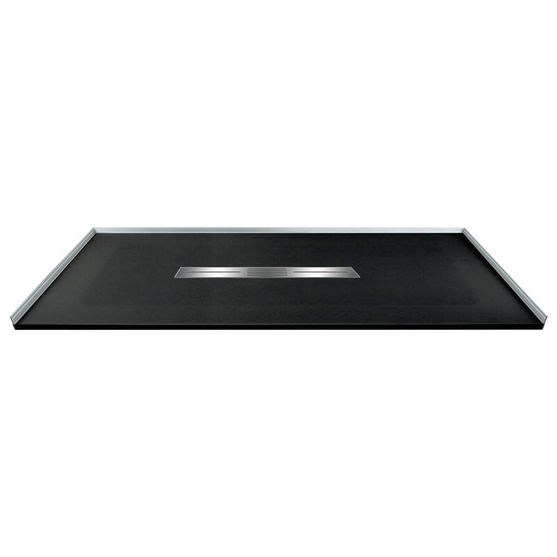 Transolid FZS6036C-09 60-in L x 35.5-in W Zero Threshold Center Drain Shower Base, Black - 60-in L x 35.5-in W