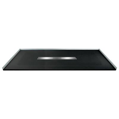 Transolid FZS6036C-09 60-in L x 35.5-in W Zero Threshold Center Drain Shower Base, Black - 60-in L x 35.5-in W