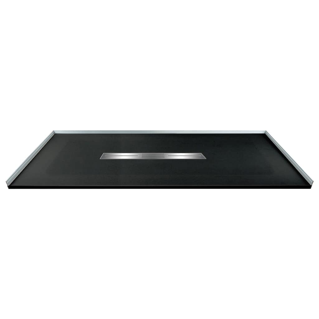 Transolid FZS6036C-09 60-in L x 35.5-in W Zero Threshold Center Drain Shower Base, Black - 60-in L x 35.5-in W