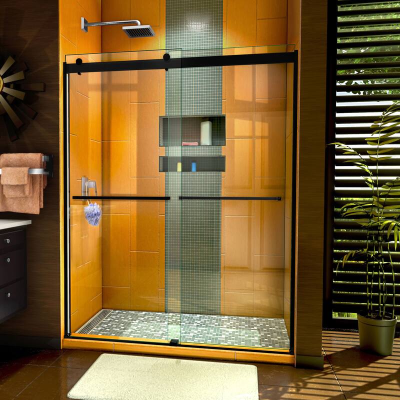 DreamLine Sapphire 56-60 in. W x 76 in. H Semi-Frameless Bypass Shower Door - Satin Black