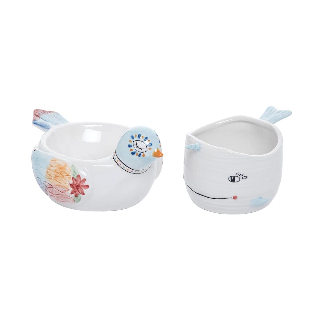 Transpac Tiny Happy Bird/narwhal Planter Set of 2 Spring Home Decorations
