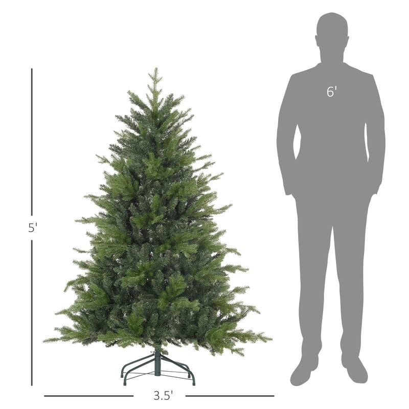 Premium 5ft Artificial Christmas Tree with Hinged Branches and Foldable Metal Stand for Easy Assembly