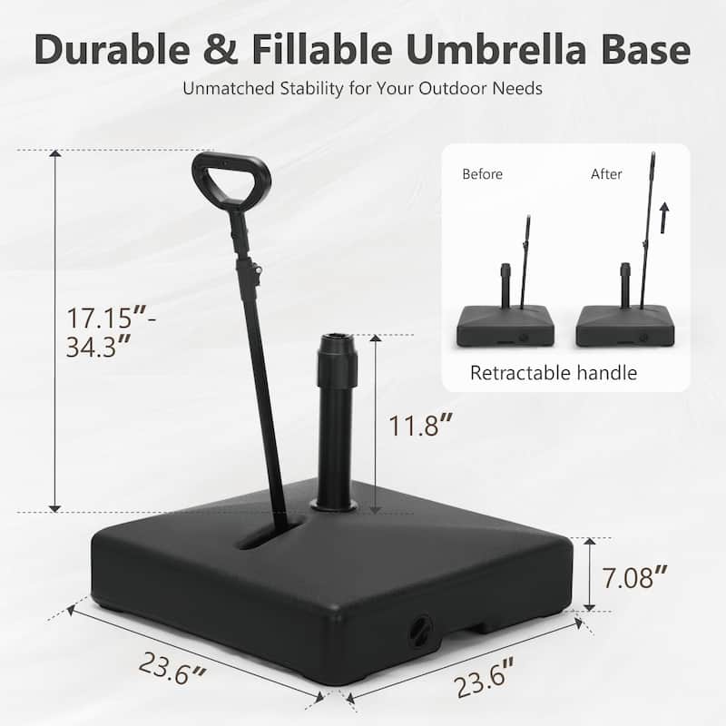 MAISON ARTS 240 lbs Water & Sand Fillable Patio Umbrella Base With Wheels for Most Market Umbrellas