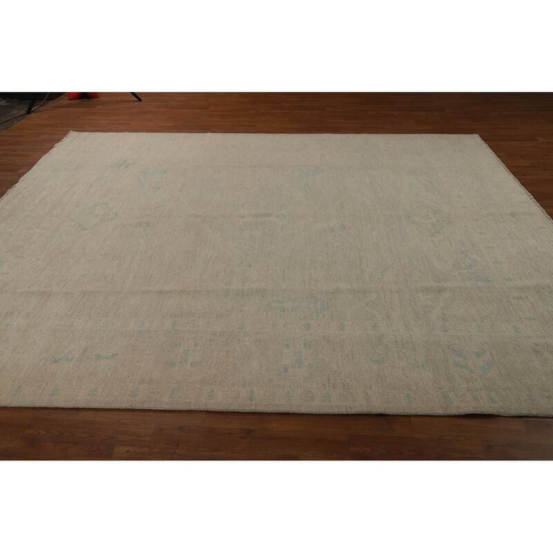 Vegetable Dye Oushak Turkish Area Rug Bedroom Handmade Wool Carpet - 8'4"x 9'10"