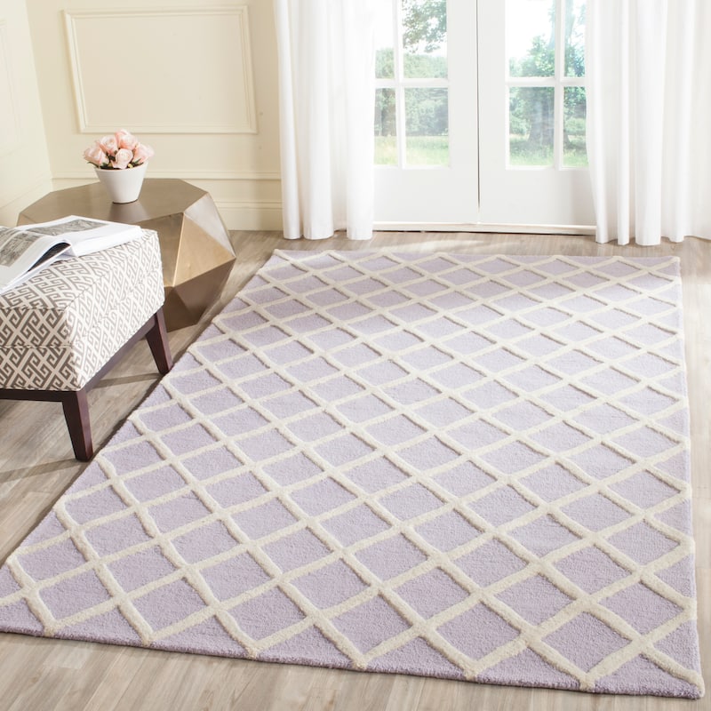 SAFAVIEH, Handmade Cambridge Siire Moroccan Trellis Wool Rug - 3' x 5' - Lavander/Ivory