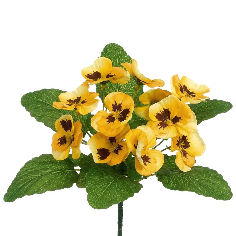 Artificial Pansy Floral Pick Spray - 11" - Yellow and Green