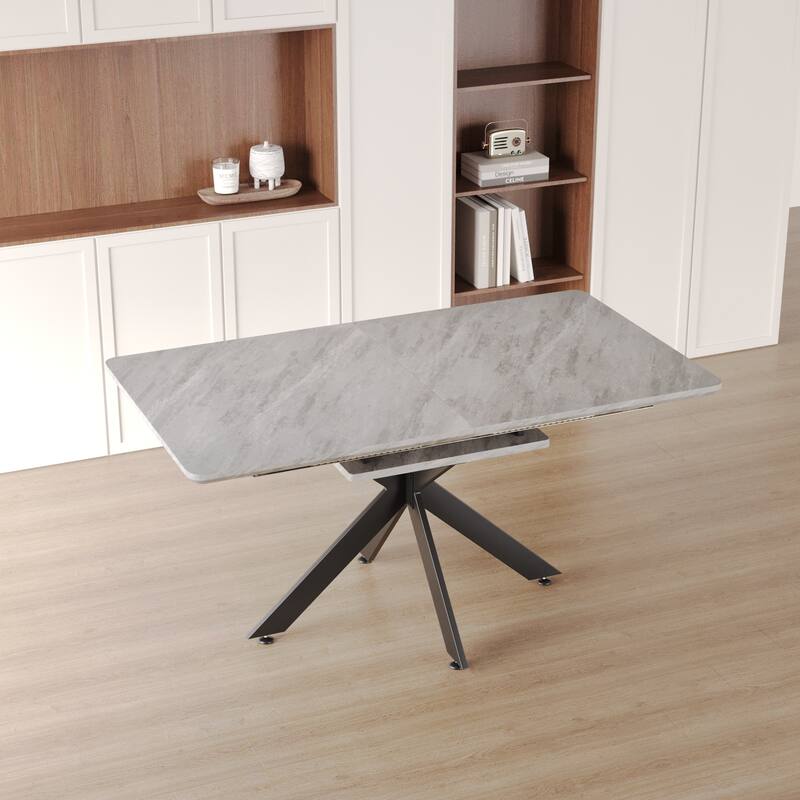 Extendable Very large Dining Table Modern Table Set for Dining Room, party Table,Conference table, metal X shape Legs