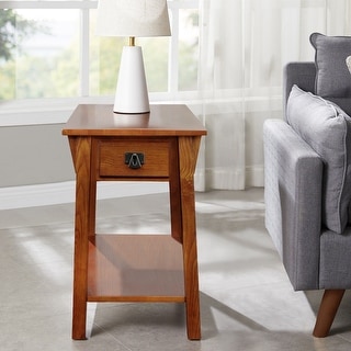 End Table with Drawer, Solid Wood 2 Tier End Side Table - On Sale - Bed ...