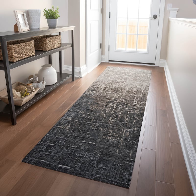 Machine Washable Indoor/ Outdoor Ombre Texture Chantille Rug - Khaki - 2'3" x 7'6"