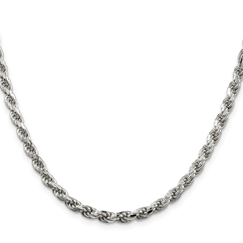 Curata 925 Sterling Silver 4.75mm Diamond Cut Rope Chain Necklace for Men