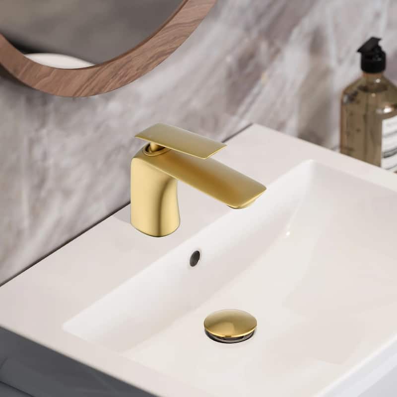 Single Handle Bathroom Sink Faucet with Pop Up Drain and Water Supply Hose, Anti Fingerprint, Anti Corrosion, Scratch Resistant