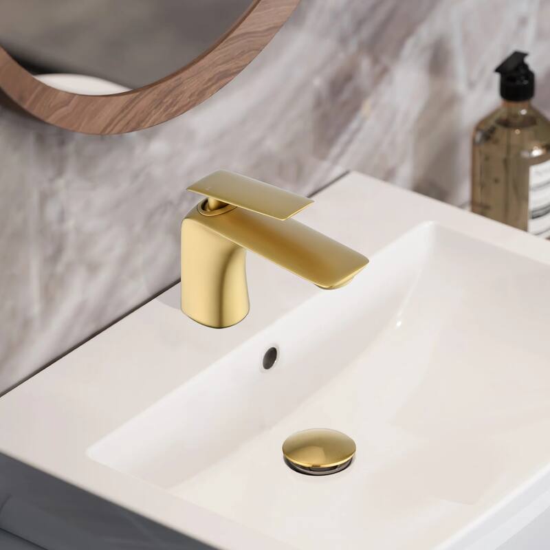 Single Hole Bathroom Sink Faucet with Pop Up Drain and Water Supply Hose, Single Handle Bathroom faucet