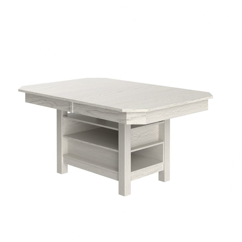 VECELO 78-inch Modern Solid Wood Rectangular Extendable Dining Table with 3 Tier Strorage Shelf