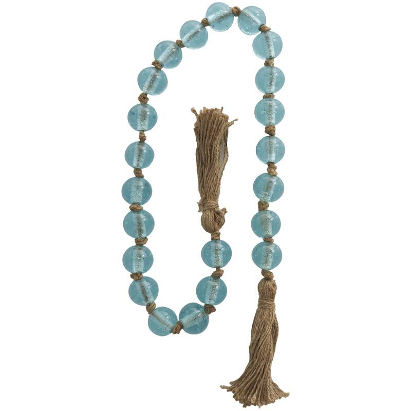 Glass Handmade Round Beaded Garland with Tassel with Knotted Brown Jute - Roche River Decor