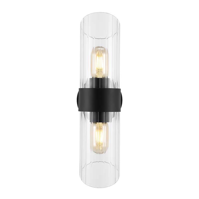 SAFAVIEH Lighting Eytan 2-light 6-inch Glass Wall Sconce with Bulbs (Set of 2) - 6.3 in. W x 4.8 in. D x 16.5 in. H