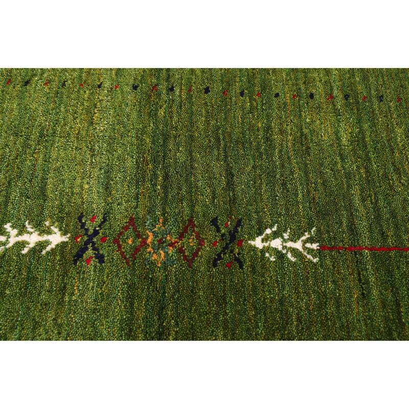 ECARPETGALLERY Hand Loomed Kashkuli Gabbeh Green Wool Rug - 4'11 x 7'9