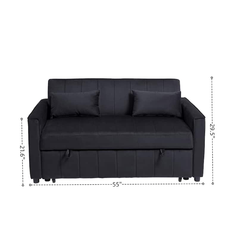 3-in-1 Velvet Pull Out Couch with Armrests