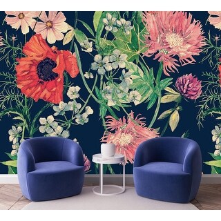 Dark Wallpaper with Poppies Peel and Stick and Prepasted - Bed Bath ...