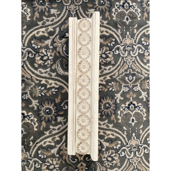 White Wood Distressed Vintage Farmhouse Wall Shelf 28