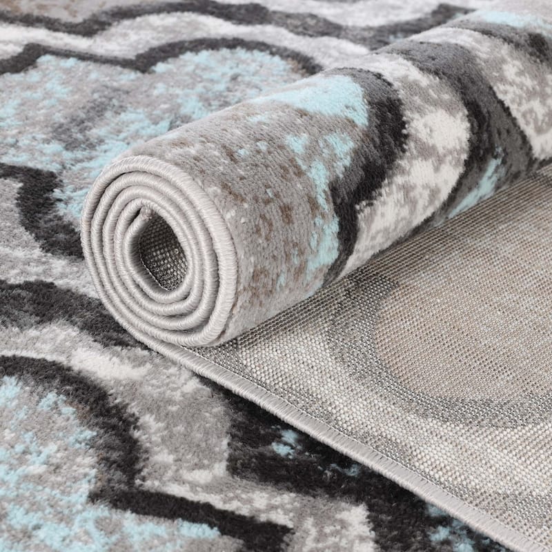 Superior Viking Contemporary Geometric Trellis Indoor Runner or Area Rug