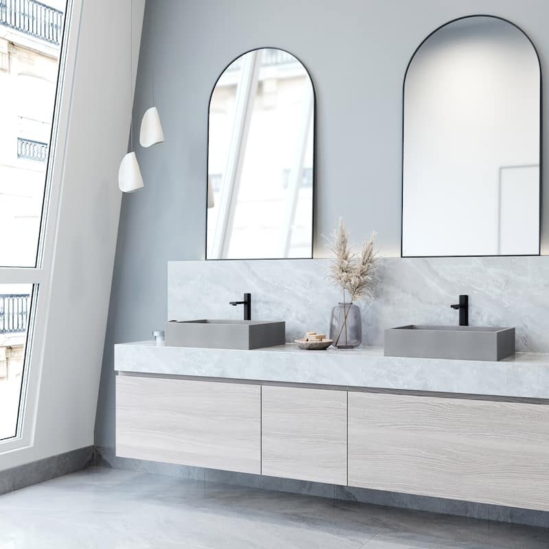 VIGO Coca 19"L x 15"W x 5"H Concreto Stone Rectangular Bathroom Vessel Sink