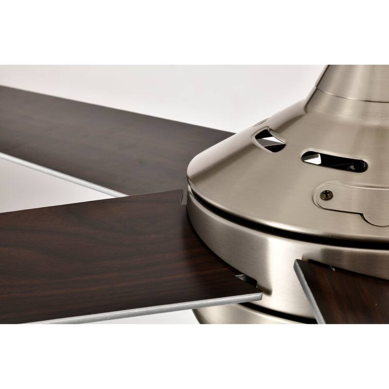 52 in. LED Indoor Brushed Nickel 5-Blade Ceiling Fan - 6-Speed Remote & Wall Control, 3CCT LED Light Kit - Brushed Nickel