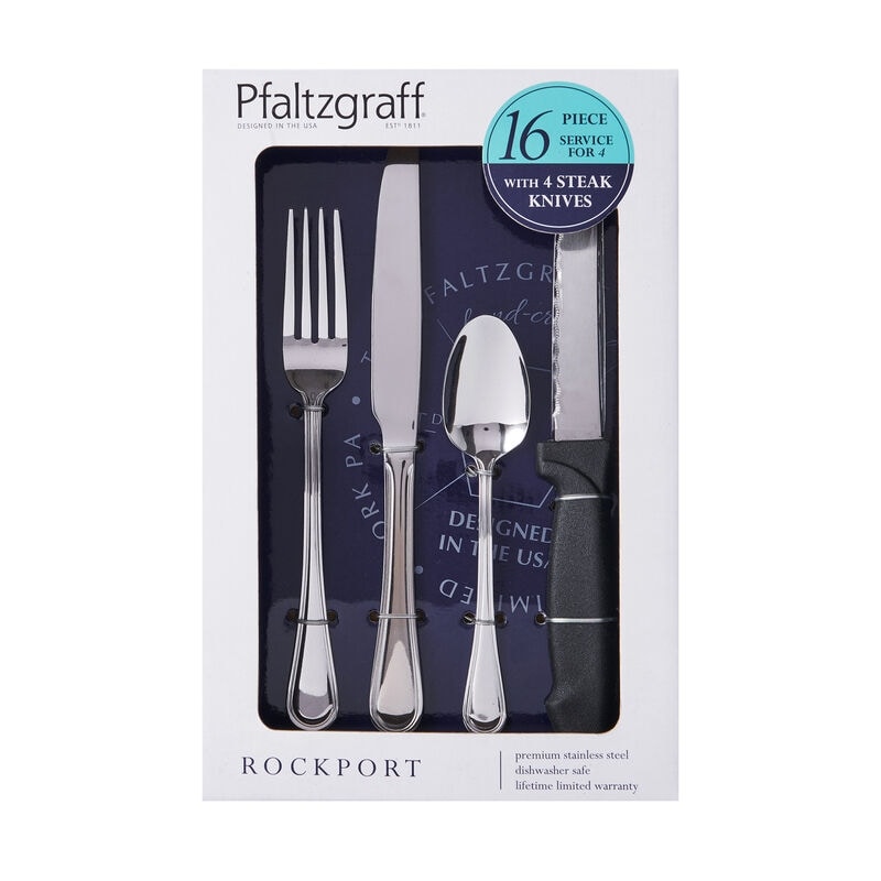 Pfaltzgraff Rockport 16 Piece Flatware Set with Steak Knives