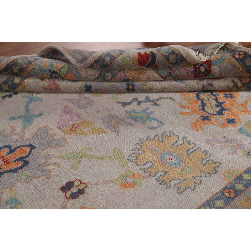 Earth Tone Floral Oushak Indian Area Rug Handmade Wool Carpet - 8'1"x 9'10"