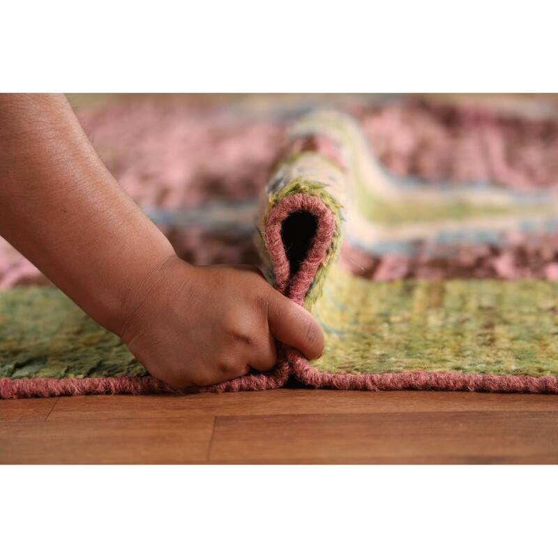 Pink Geometric Moroccan Oriental Rug Hand-Knotted Wool Carpet - 9'3" x 11'10"