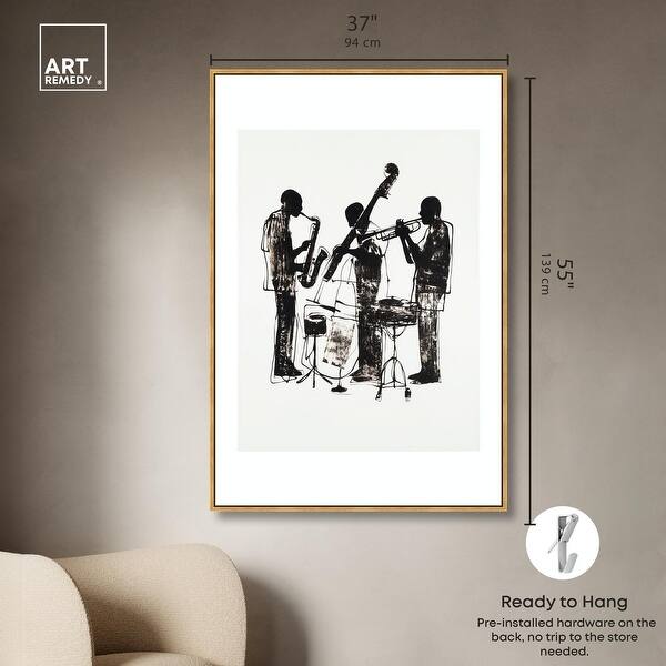 dimension image slide 18 of 24, Bebop II Black Art Canvas Print by Art Remedy