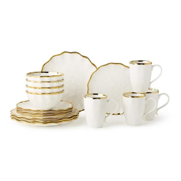 Certified International Regency Gold 16pc Dinnerware Set, Service for 4 - 11.00"W x 11.00"D x 1.25"H