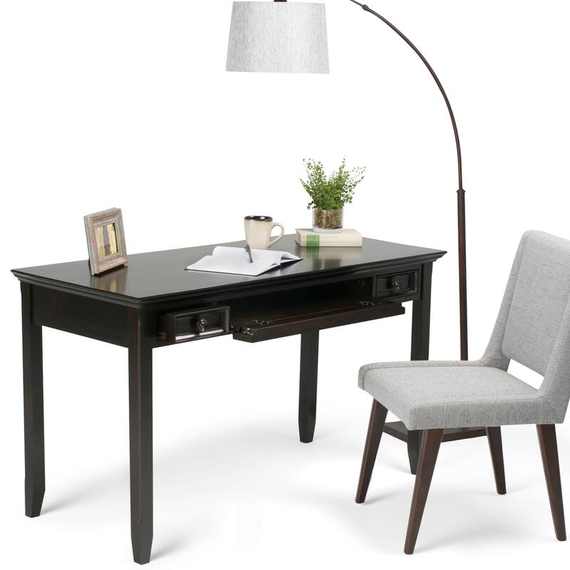 WYNDENHALL Halifax SOLID WOOD Transitional 54 inch Wide Desk in Hickory Brown