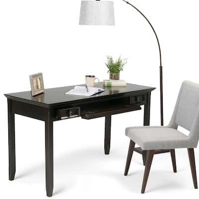 WYNDENHALL Halifax SOLID WOOD Transitional 54 inch Wide Desk in Hickory Brown