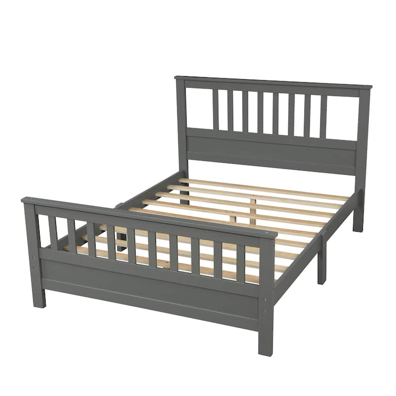 Wood Platform Bed with Headboard & Footboard, No Box Spring Needed