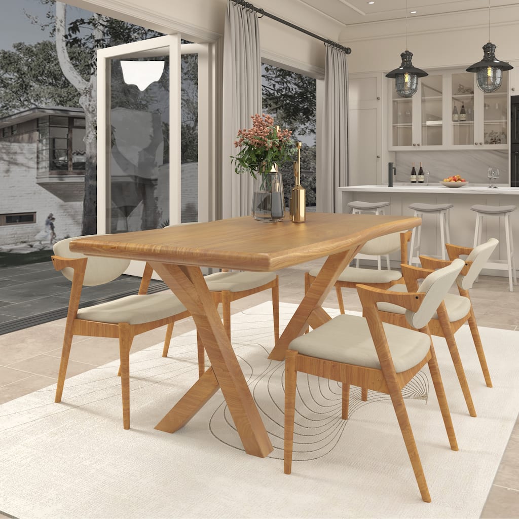 Live Edge Wood Dining Table, 63" Rustic Rectangle Kitchen Table - 30"D x 63"W x 29.5"H.