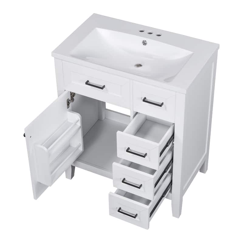 Bathroom Vanity with Single Sink, Bathroom Storage Cabinet with 3 Drawers, Bathroom Vanities with Soft Closing Cabinet Door